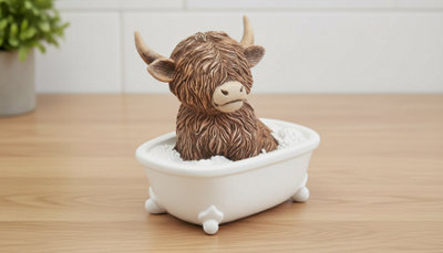 - Resin Highland Cow Reading Figurine Home Decoration Gift Idea