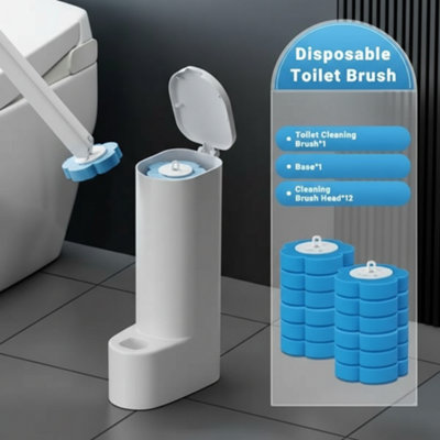  - Disposable Toilet Brush Set With 12 Replacement Heads