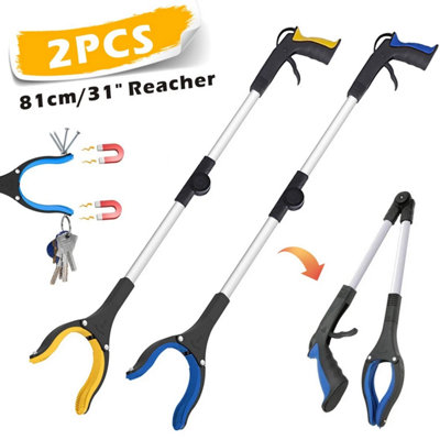 2 Pack Foldable Grabber Reacher 81Cm Litter Picker With Rotating Head from B&Q