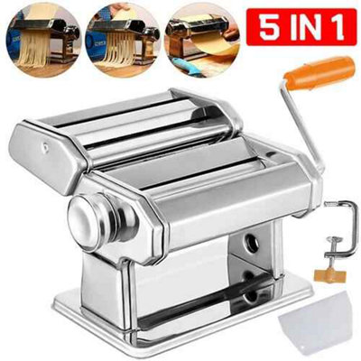 5 In 1 Stainless Steel Pasta Maker Machine For Lasagne Spaghetti Tagliatelle And Ravioli from B&Q