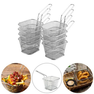 Set Of 8 Stainless Steel Mini Fry And Snack Baskets For Chips Fries And Appetizers from B&Q
