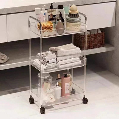 3 Tier Acrylic Storage Trolley On Wheels Bathroom Rolling Cart from B&Q