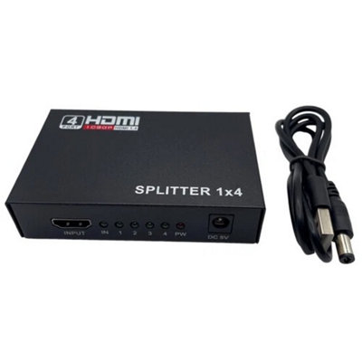B&Q 1 In 4 Out Hdmi Splitter 1080P Full Hd Hub Amplifier