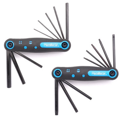  - 16Pc Folding Allen And Torx Key Set Metric Hex And Star Keys Compact Multi Key Tool