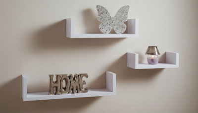 Set Of 3 U Shaped Floating Wall Shelves from B&Q