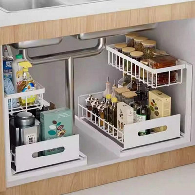  - 2Tier Pull Out Under Sink Kitchen Storage Rack