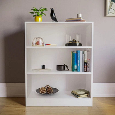  - 3 Tier White Bookcase Storage Rack Free Standing Shelf