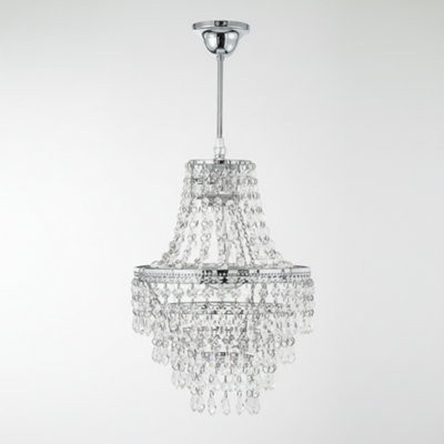 5 Tier Chrome Acrylic Droplet Chandelier Light Shade from B&Q