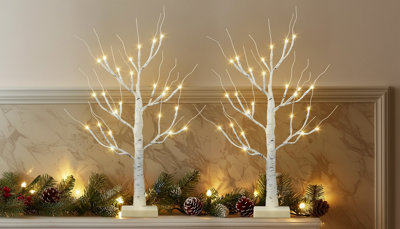  - 2Pcs Led Twig Birch Table Tree Light Desktop Dinner Lamp Warm