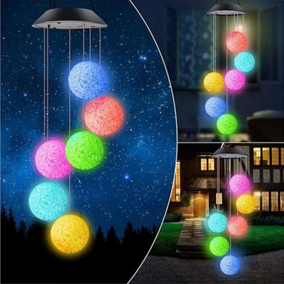 B&Q Solar Powered Led Wind Chimes For Outdoor Garden And Yard Decor