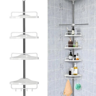  - 4 Tier Bathroom Wall Corner Shelf Rack Adjustable