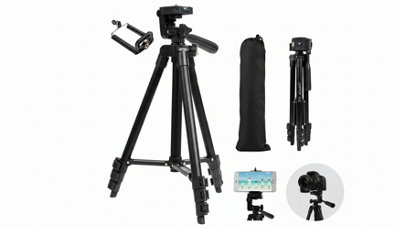 Lightweight Aluminium Tripod Telescopic Camera Stand With Phone Holder from B&Q