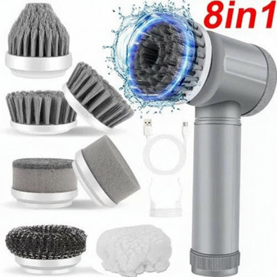 8 In 1 Electric Spin Scrubber Cordless Rotating Bathroom Cleaning Brush from B&Q