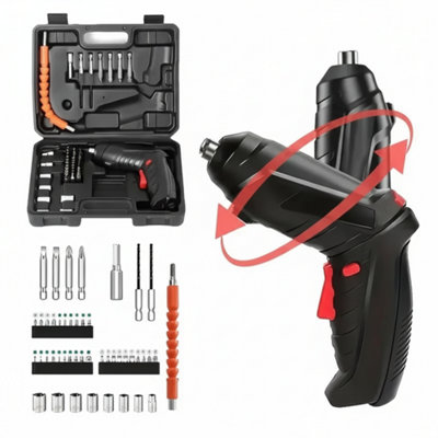  - 47Pcs Cordless Electric Screwdriver Rechargeable Drill Driver Bit Set