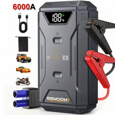 6000A Car Jump Starter 99800Mah Battery Booster Power Bank With Led & Usb Charger from B&Q