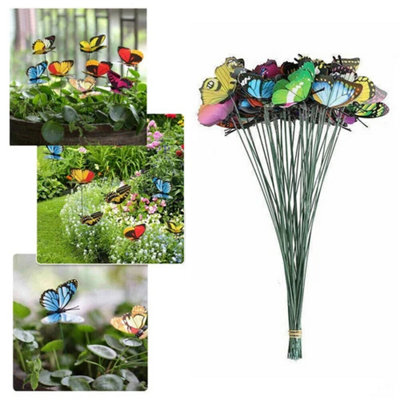 Colorful Butterfly Garden Stakes Decorative Outdoor Ornaments (24 Pack) from B&Q