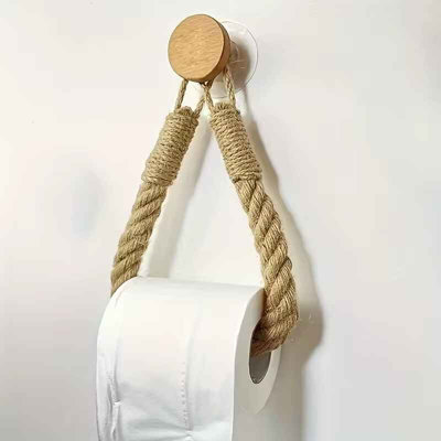 Hemp Rope Toilet Paper Holder Wall Mount Tissue Rack For Bathroom And Kitchen Storage from B&Q