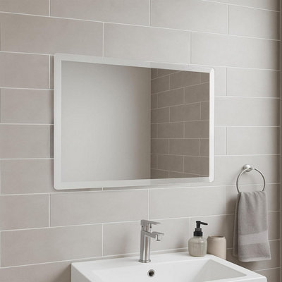 600X450mm Rectangular Frameless Bevelled Edge Bathroom Wall Mirror Portrait Or Landscape from B&Q