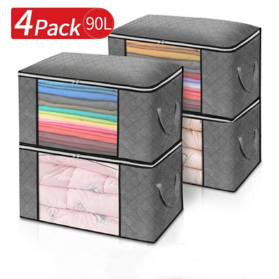 4X Large Zipped Clothes Storage Bags Underbed  Wardrobe Organizer Cubes from B&Q