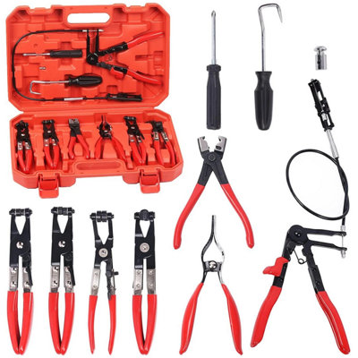 Automotive Flexible Hose Clamp Pliers Set ,swivel JawFlat And Angled Band Tool