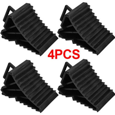  - 4Pcs Caravan Wheel Chocks Blocks With Handle Black