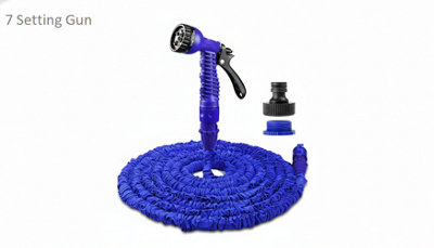 100Ft Retractable Expandable Garden Hose Pipe With Spray Gun Blue from B&Q