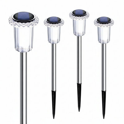 4Pcs Led Solar Stake Lights For Garden Pathway Outdoor Lawn Lamp from B&Q