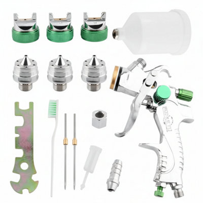Hvlp Gravity Feed Spray Gun Kit 600Ml With 1.4 1.7 2.0mm Nozzles from B&Q