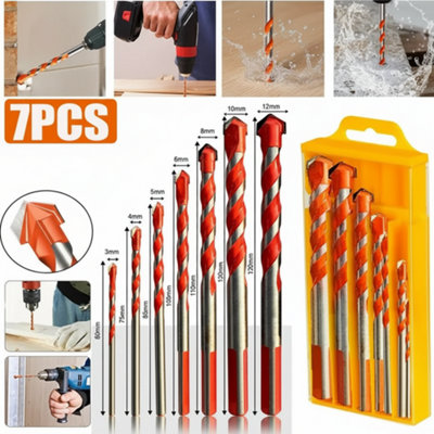 7Pcs Masonry Drill Bit Set  Carbide Tip Bits For ConcreteBrickStone from B&Q