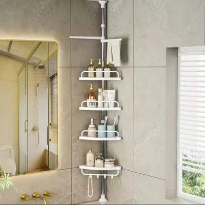 4 Tier Telescopic Bathroom Corner Shelf Shower Caddy Storage Organizer from B&Q