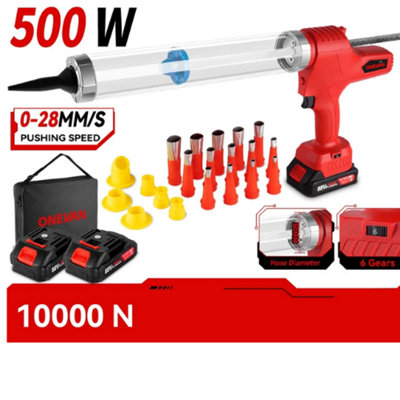  - 6-Speed Cordless Electric Caulking Gun Diy Silicone Sealant Kit With 2 Batteries