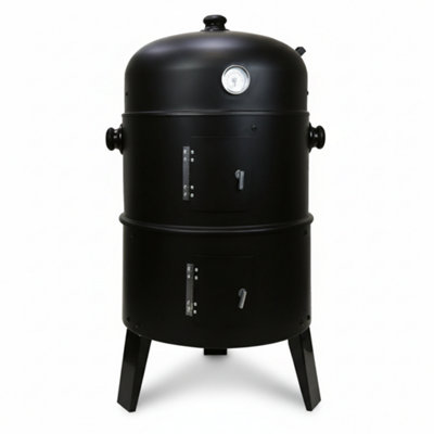  - 3 In 1 Black Bbq Charcoal Grill And Smoker For Outdoor Cooking