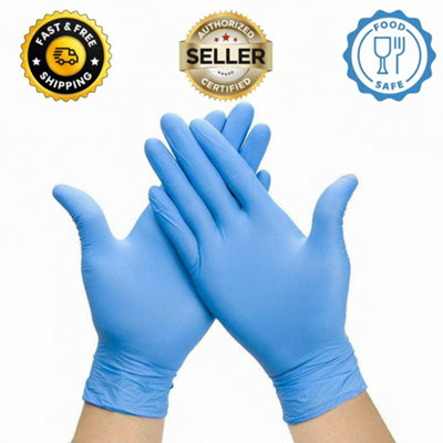  - Nitrile Gloves Blue Disposable Powder Latex Free Large 100