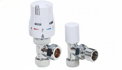  - 15mm Angled Thermostatic Radiator Valve Trv  Lockshield Set