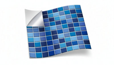 Blue Mini Mosaic 24X Peel And Stick Tile Stickers For Kitchen & Bathroom Decor from B&Q