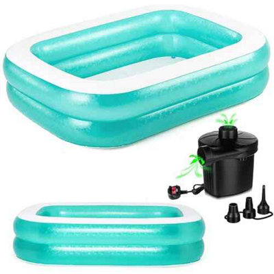 Inflatable Family Garden Pool Rectangular Paddling Pool With Electric Pump from B&Q