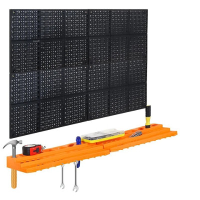 78 Piece Pegboard Tool Organizer With 3 Tier Shelf Wall Mount Garage Storage Rack from B&Q