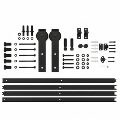 6.6Ft Sliding Wood Barn Door Track System Kit Hardware Set from B&Q