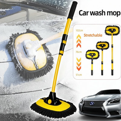  - Adjustable Telescopic Car Wash Brush Mop With Long Handle Cleaning Tool