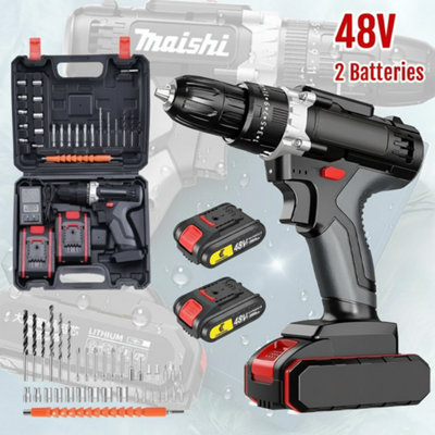  - 48V Cordless Hammer Drill And Electric Impact Driver Set With 2 Batteries