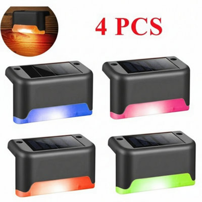 4Pcs Solar Led Deck Lights Outdoor Waterproof Garden Pathway Step Fence Lamps