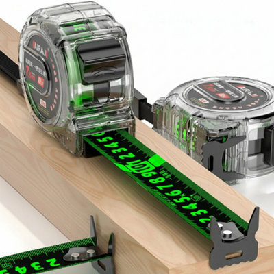 10M Fluorescent Transparent Tape Measure Double-Sided Metric Retractable from B&Q