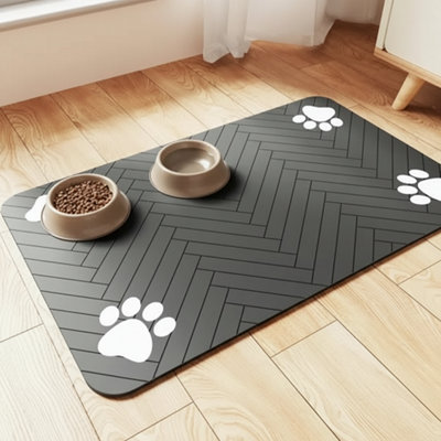 30X50Cm Grey Pet Feeding Mat Absorbent Waterproof Placemat For Food And Water Bowls from B&Q