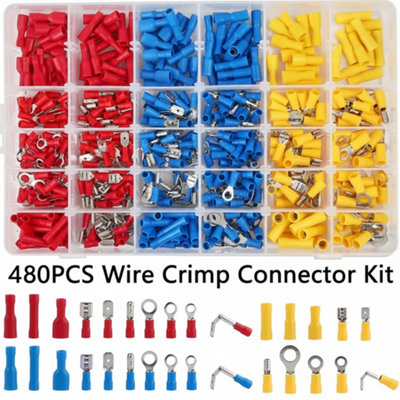 480Pcs Car Wire Terminal Connector Kit  Insulated Crimp Assortment Box from B&Q