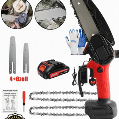 Cordless 4000W Mini Chainsaw 4" & 6" Pruning Saw With Battery from B&Q