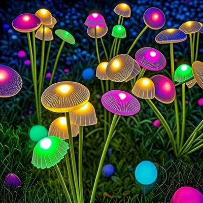 - Waterproof Solar Mushroom Garden Lights 6 Head Multi-Color Outdoor Decor