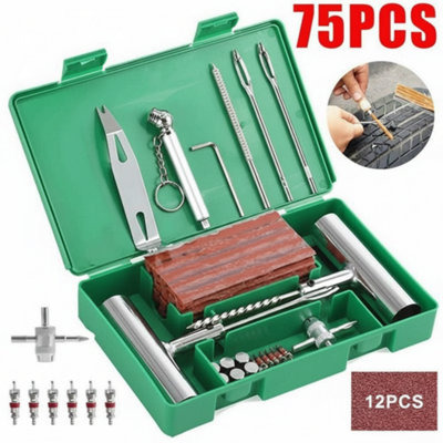 75Pcs Tubeless Tire Repair Kit For Car & Van Emergency Puncture Fix Tools from B&Q