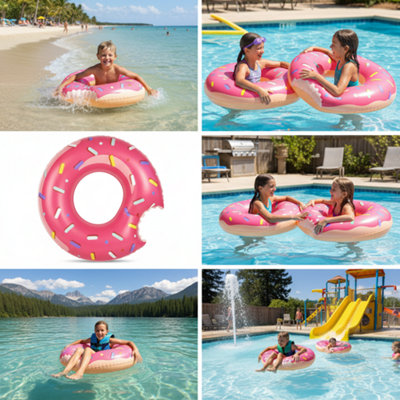  - Inflatable Donut Swim Ring Large Pool Float For Water Fun