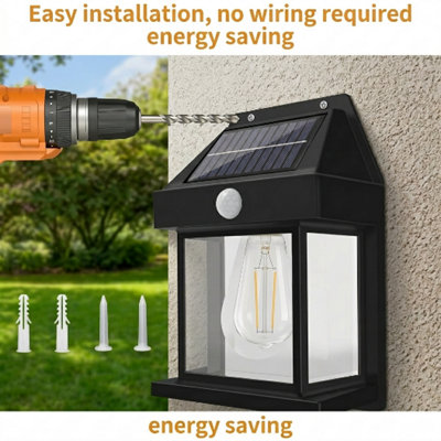 Solar Tungsten Outdoor Wall Light Motion Sensor Lamp from B&Q