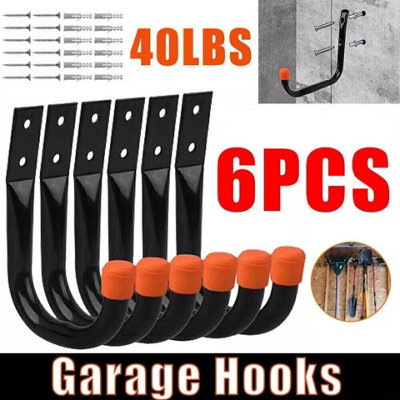 6Pcs Heavy Duty Wall Storage Hooks  Garage Organizer For Ladders Bikes And Tools from B&Q